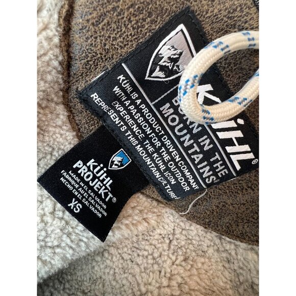 KUHL Projekt Dani Sherpa Jacket Lined Coat Faux Leather XS Extra Small Hooded - Picture 2 of 12